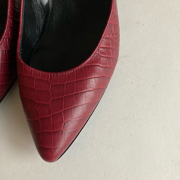 AGL Burgundy Animal Print Leather Point Toe Heels Size EUR 37.5, US 7 - Picture 5 of 13